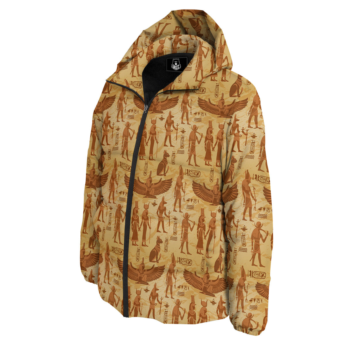Vintage Egypt Papyrus Ancient Print Pattern Down Jacket-grizzshop