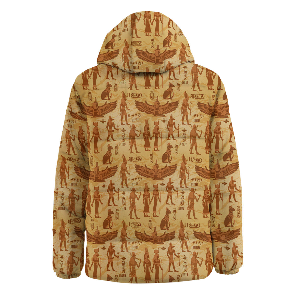 Vintage Egypt Papyrus Ancient Print Pattern Down Jacket-grizzshop