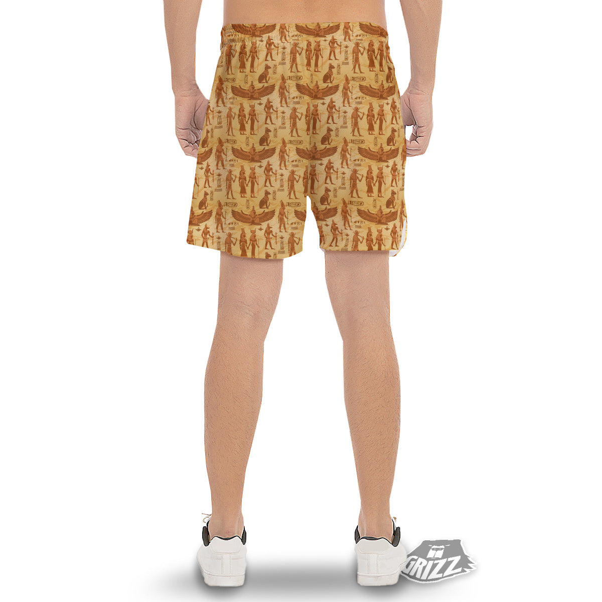 Vintage Egypt Papyrus Ancient Print Pattern Men's Gym Shorts-grizzshop