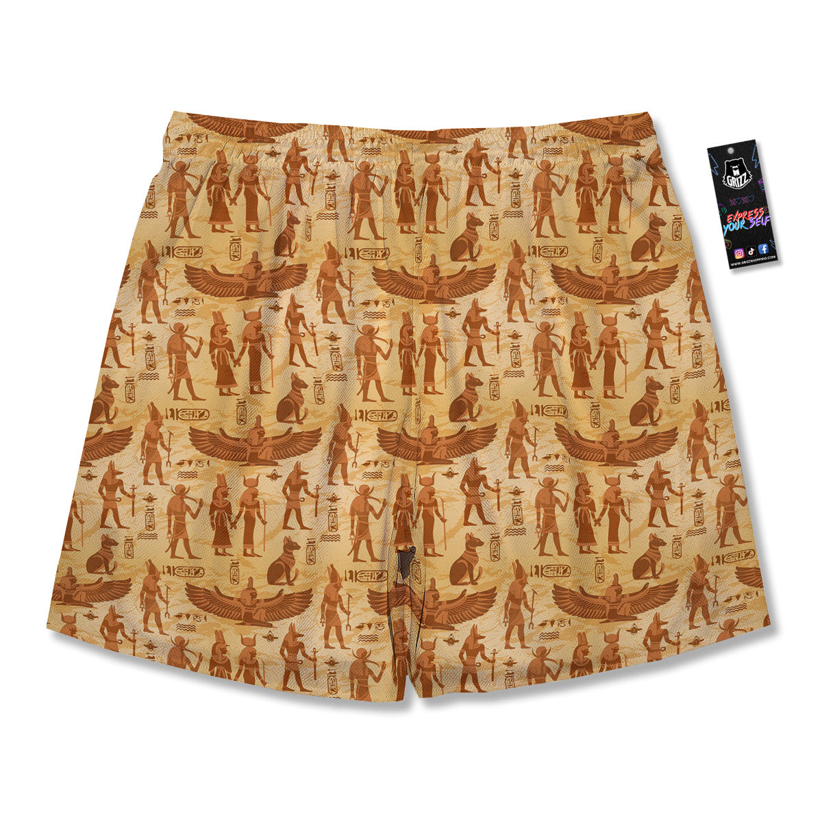 Vintage Egypt Papyrus Ancient Print Pattern Men's Running Shorts-grizzshop