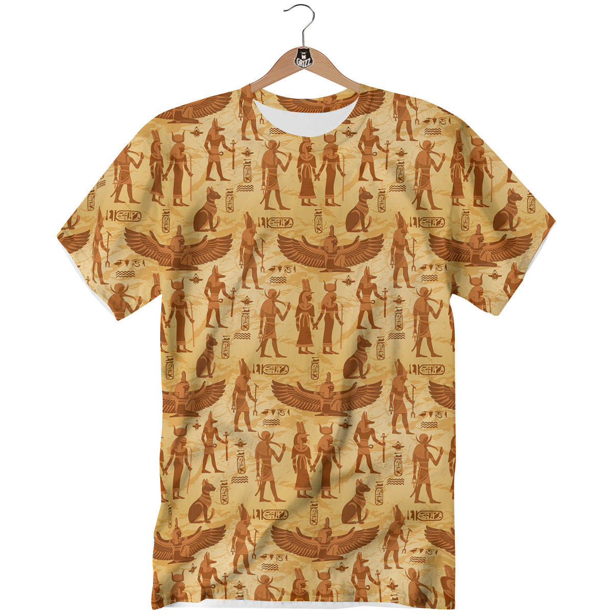 Vintage Egypt Papyrus Ancient Print Pattern T-Shirt-grizzshop