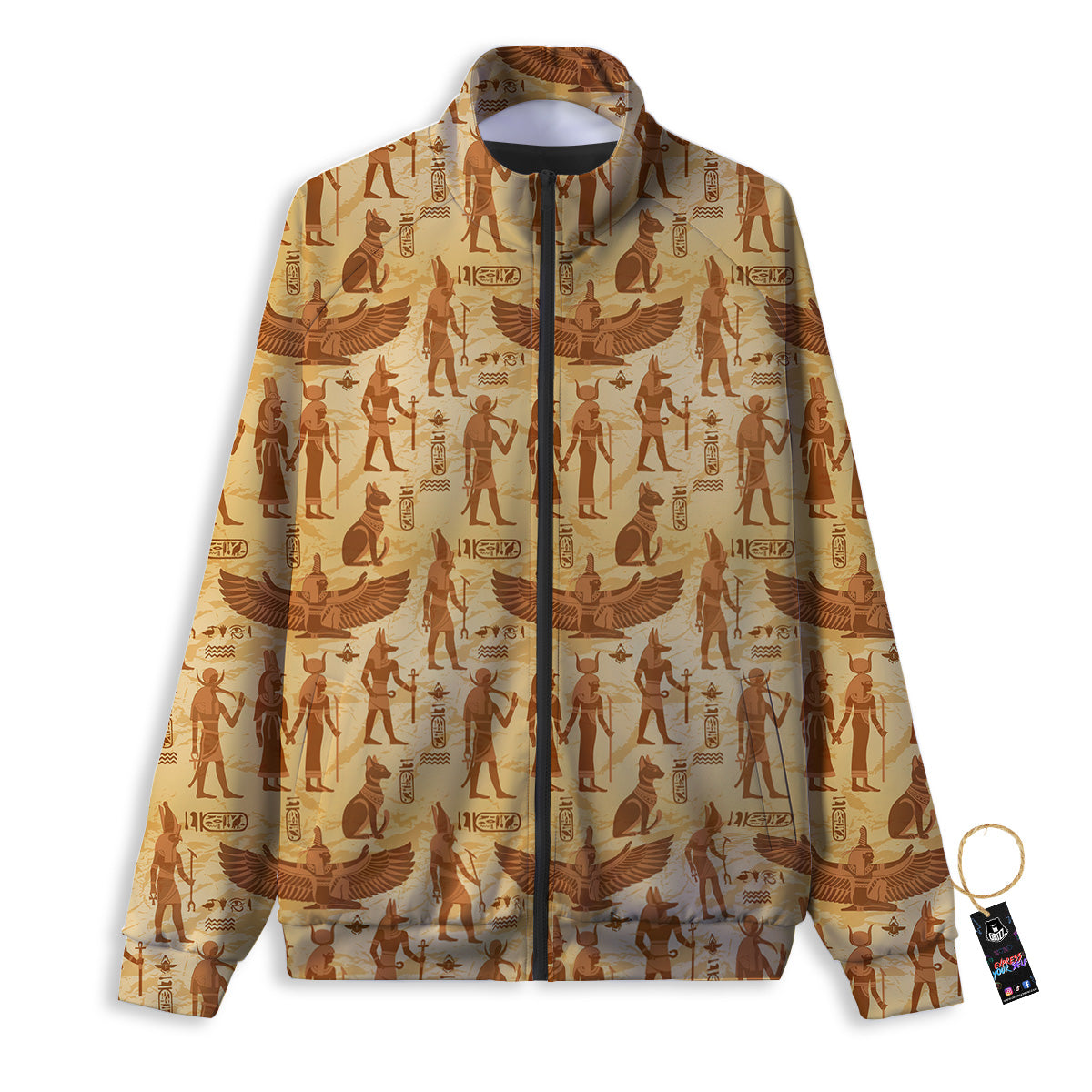 Vintage Egypt Papyrus Ancient Print Pattern Track Jacket-grizzshop