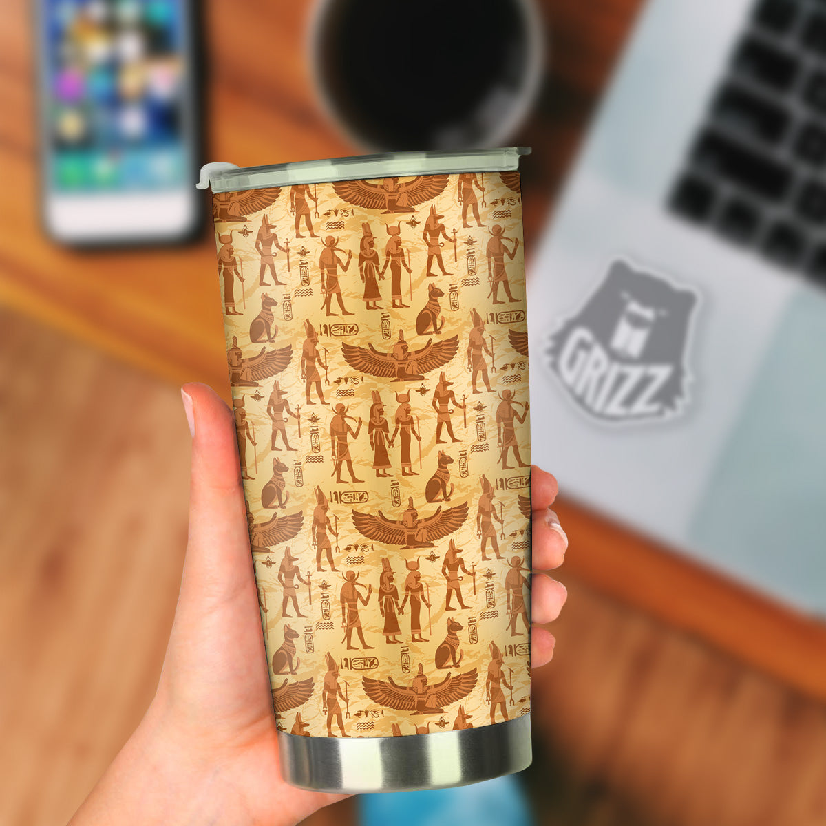 Vintage Egypt Papyrus Ancient Print Pattern Tumbler-grizzshop