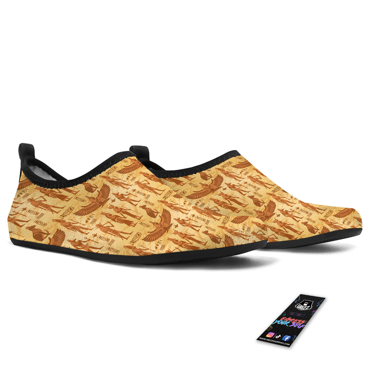 Vintage Egypt Papyrus Ancient Print Pattern Water Shoes-grizzshop