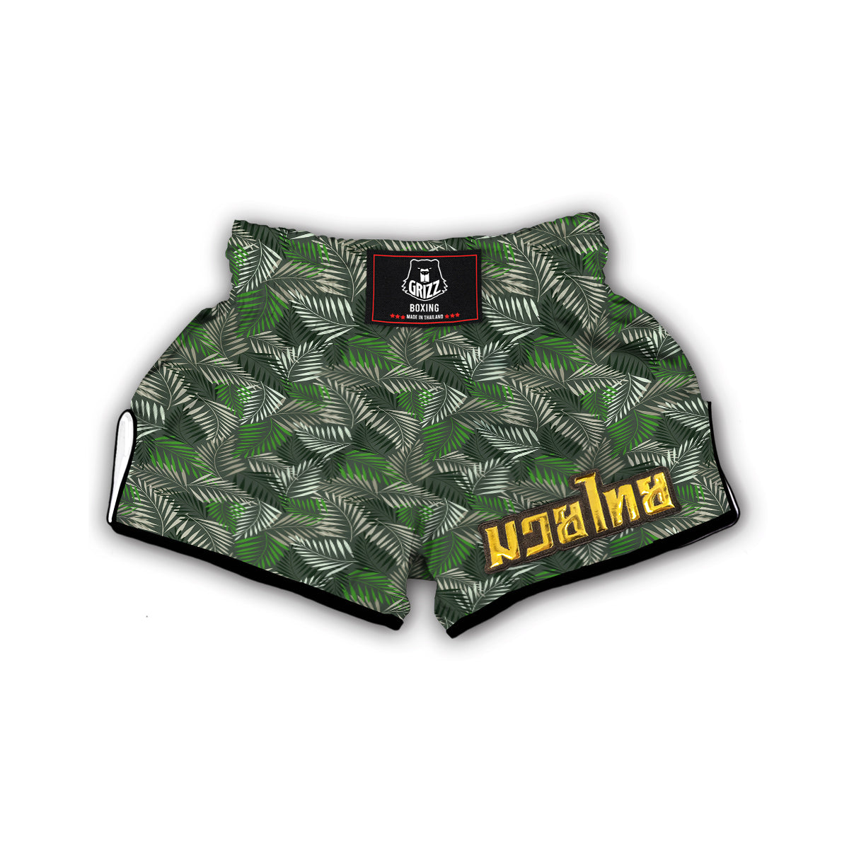 Vintage Fern Leaf Print Pattern Muay Thai Boxing Shorts-grizzshop