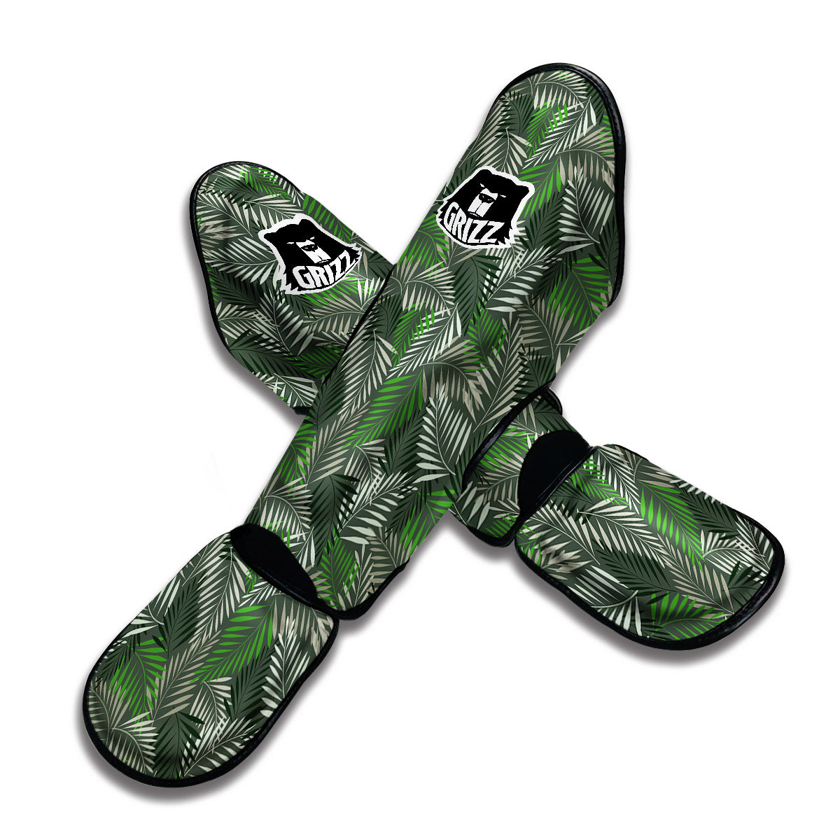 Vintage Fern Leaf Print Pattern Muay Thai Shin Guards-grizzshop