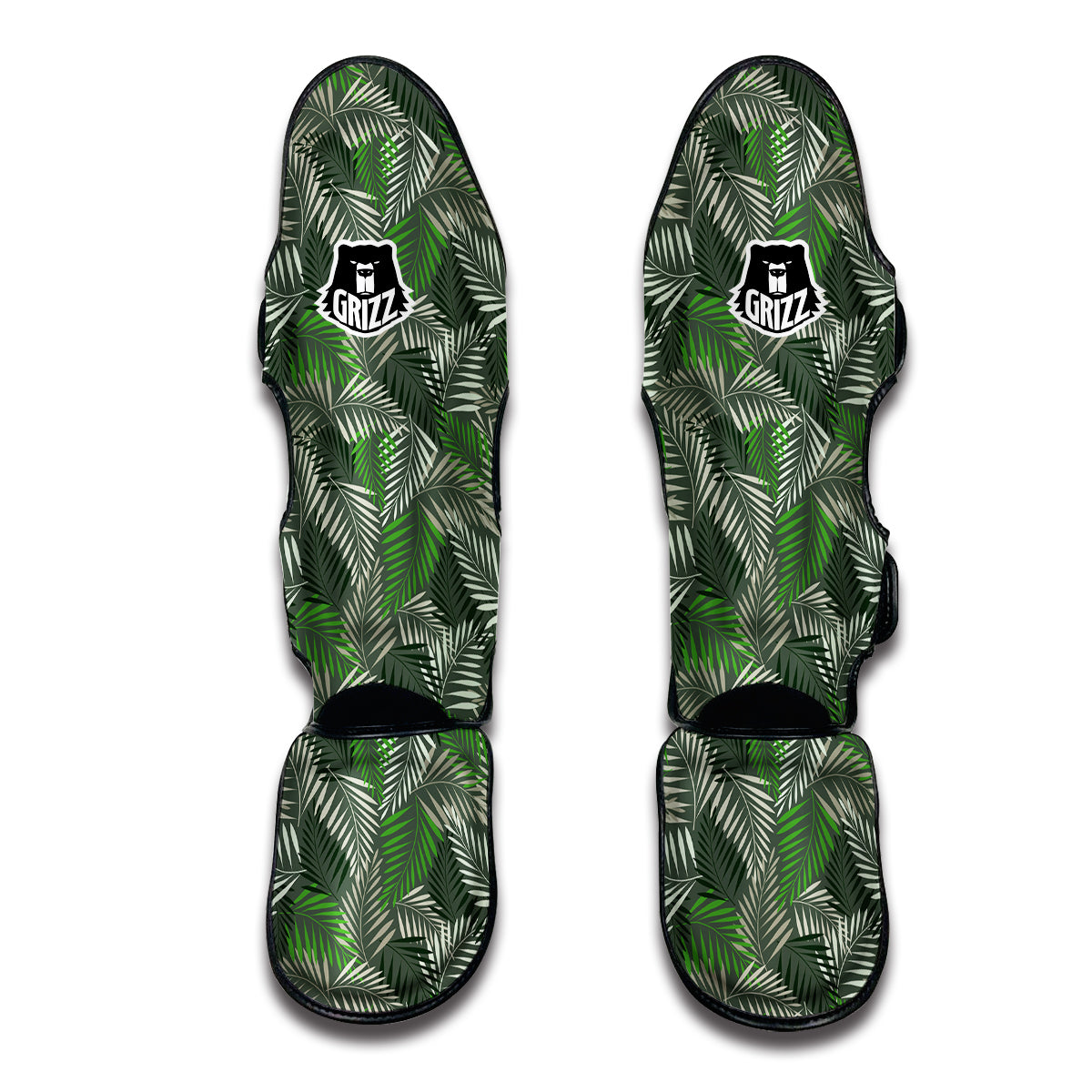 Vintage Fern Leaf Print Pattern Muay Thai Shin Guards-grizzshop