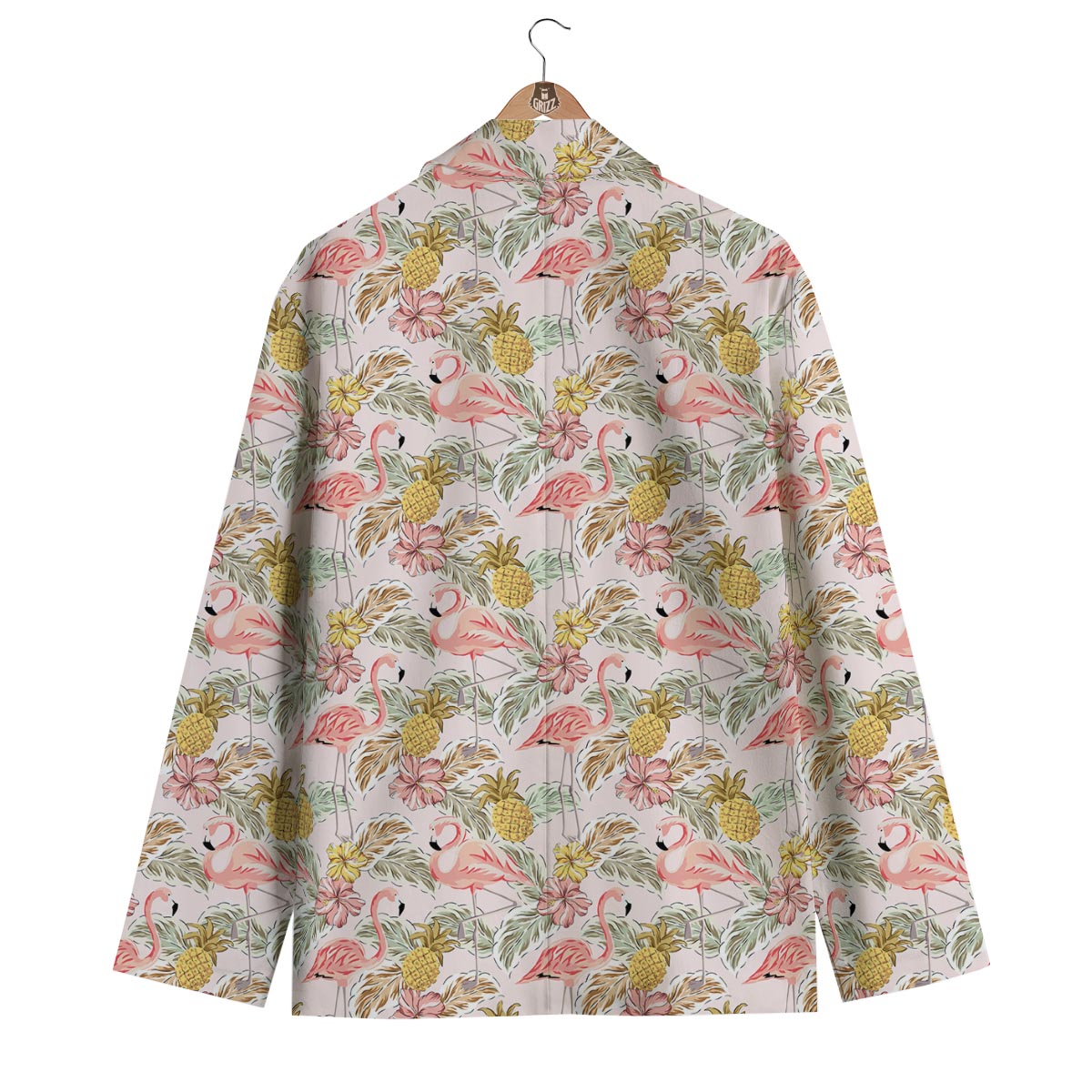 Vintage Flamingo Pink Pineapple Print Men's Blazer-grizzshop