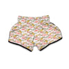 Vintage Flamingo Pink Pineapple Print Muay Thai Boxing Shorts-grizzshop