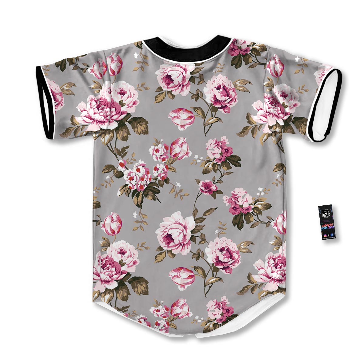 Vintage Floral Shabby Chic Print Pattern Baseball Jersey-grizzshop