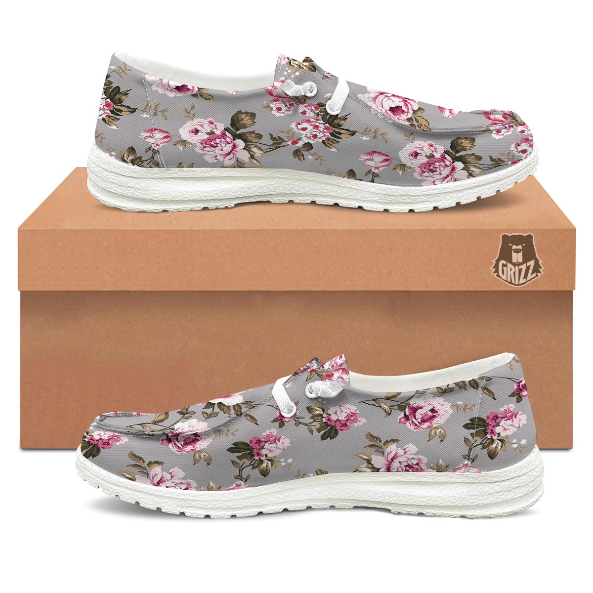 Vintage Floral Shabby Chic Print Pattern Black Loafers-grizzshop