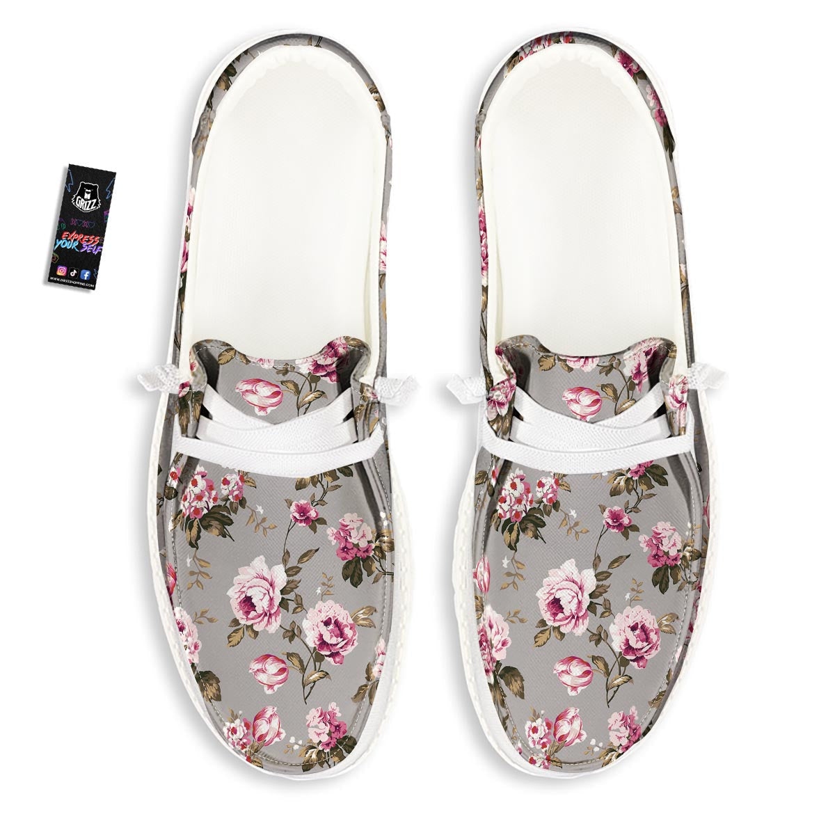 Vintage Floral Shabby Chic Print Pattern Black Loafers-grizzshop
