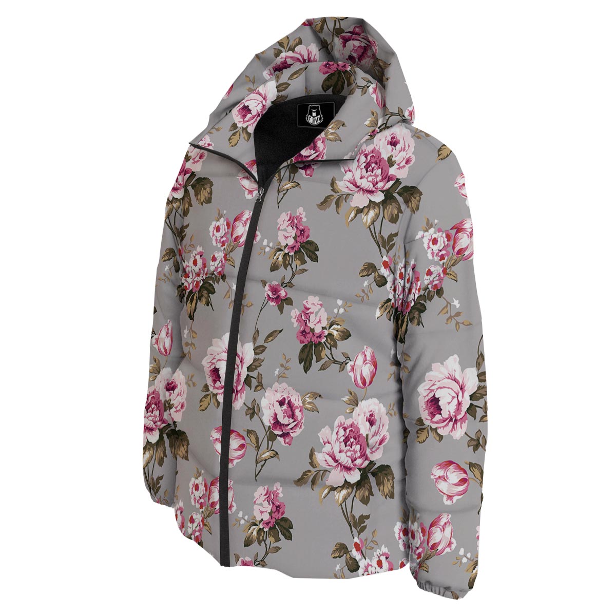 Vintage Floral Shabby Chic Print Pattern Down Jacket-grizzshop