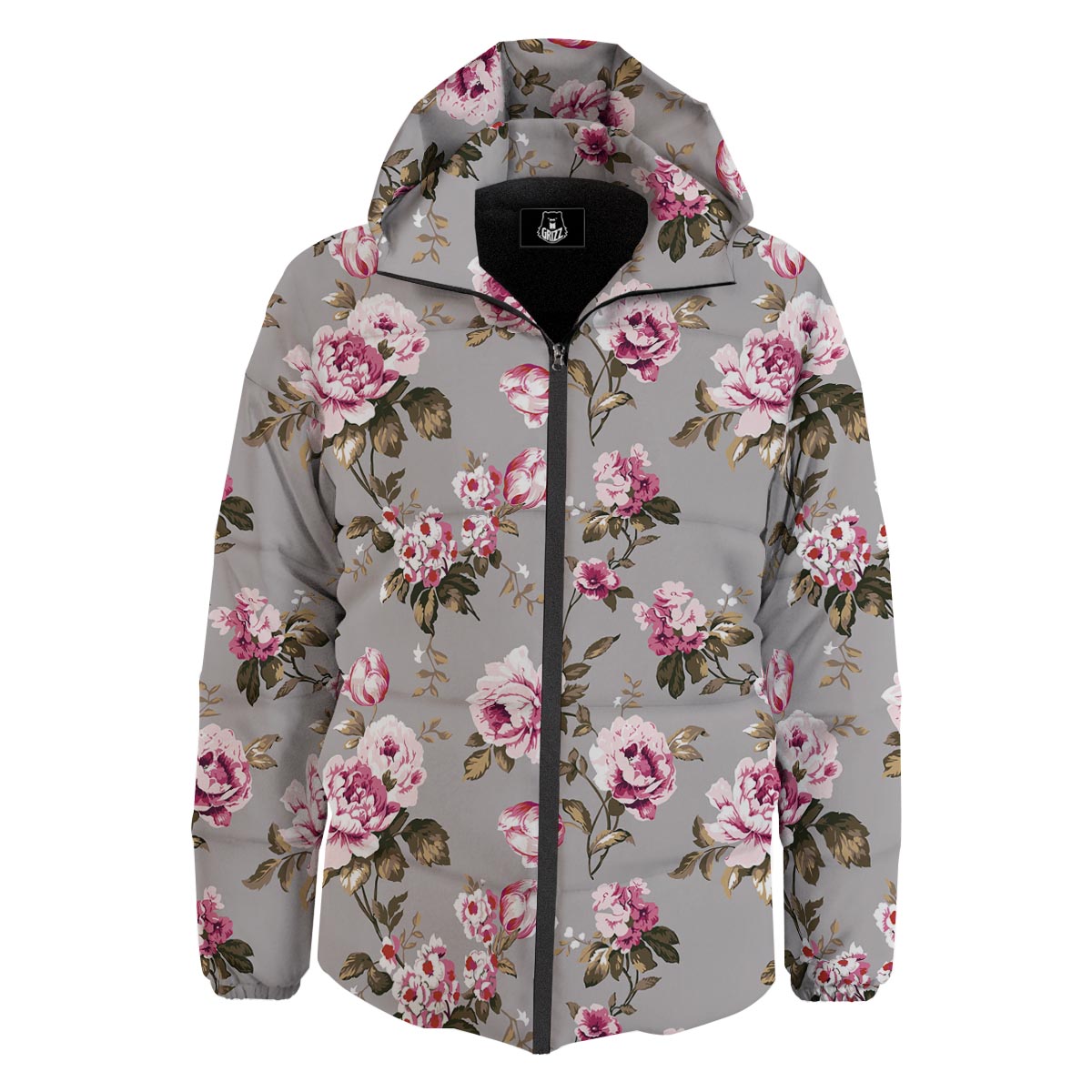 Vintage Floral Shabby Chic Print Pattern Down Jacket-grizzshop