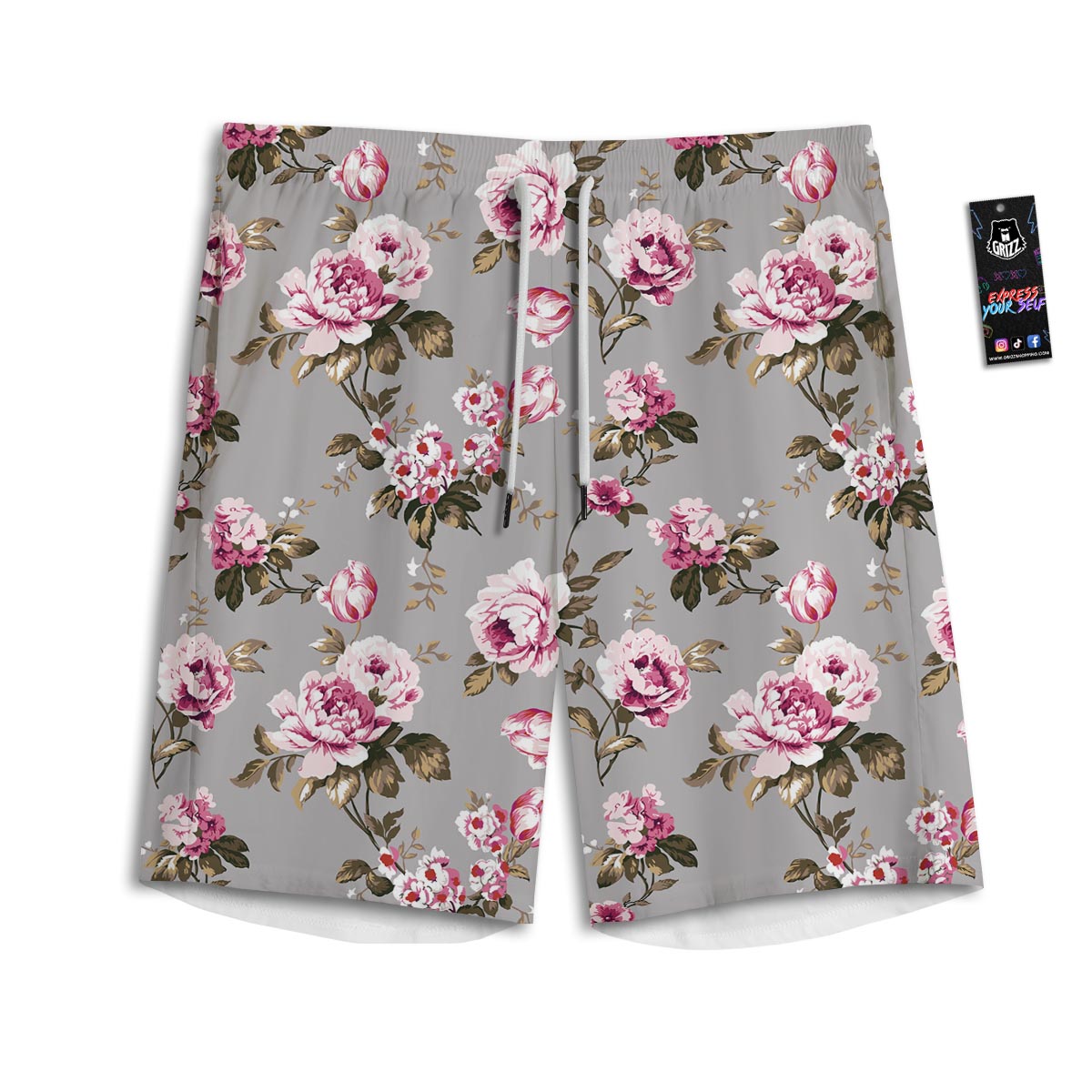 Vintage Floral Shabby Chic Print Pattern Men's Athletic Shorts