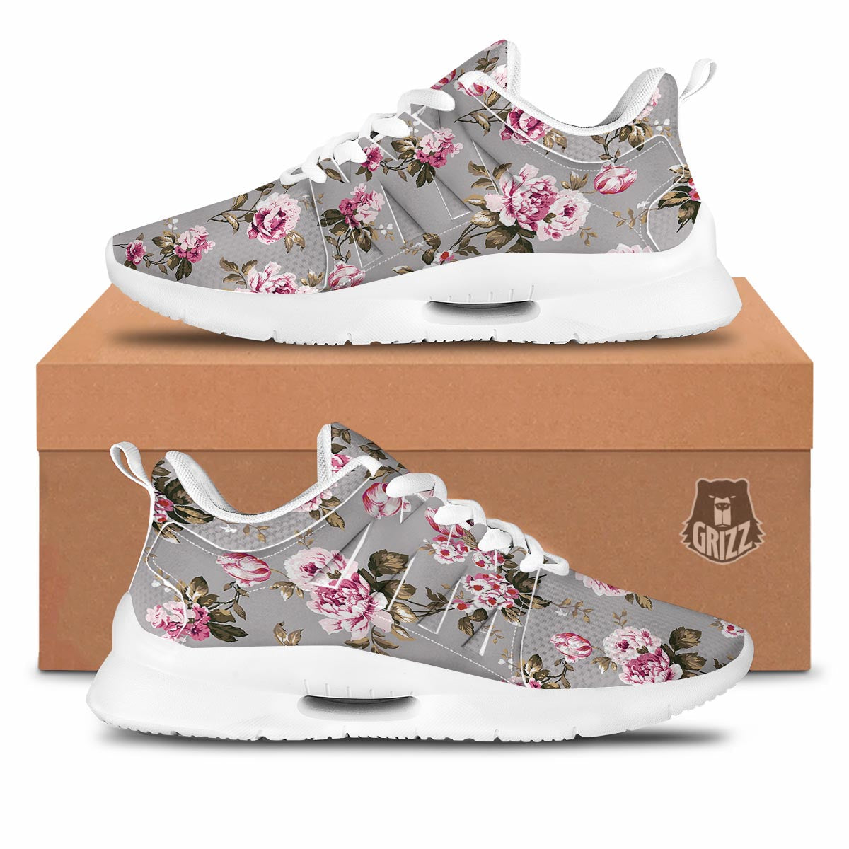 Vintage Floral Shabby Chic Print Pattern Tennis Shoes-grizzshop