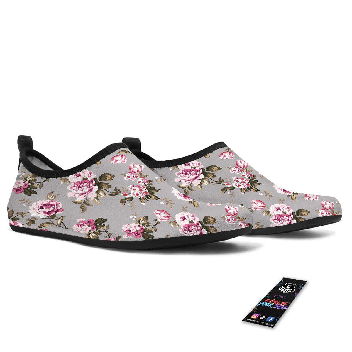 Vintage Floral Shabby Chic Print Pattern Water Shoes-grizzshop