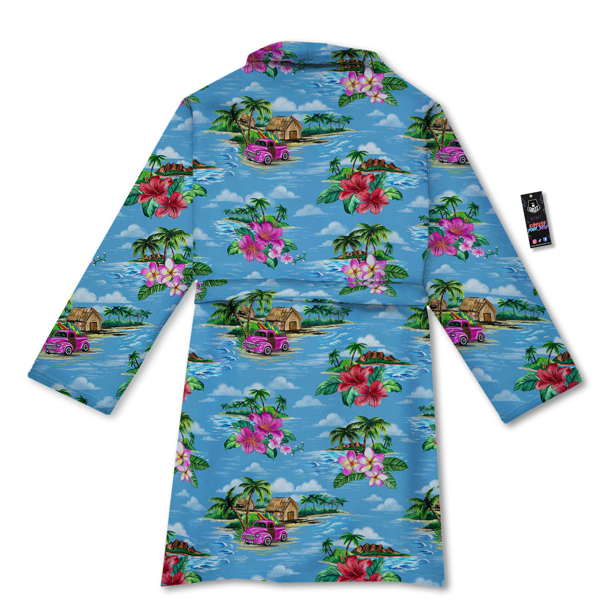 Vintage Hawaiian And Blue Sky Print Pattern Bathrobe-grizzshop