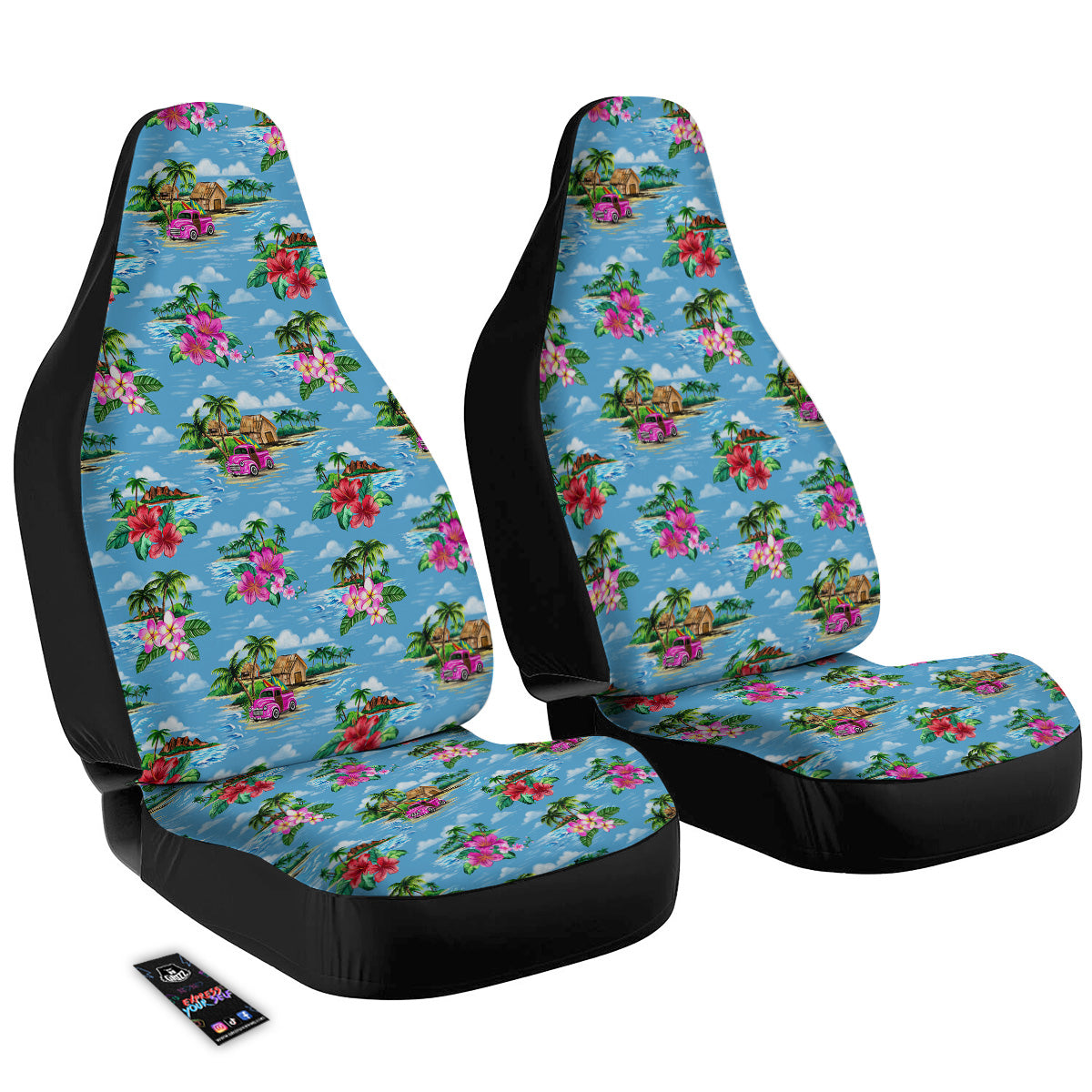 Vintage Hawaiian And Blue Sky Print Pattern Car Seat Covers-grizzshop