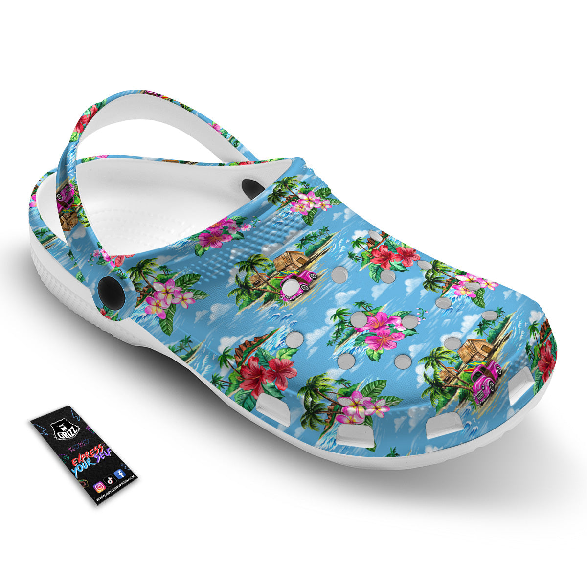 Vintage Hawaiian And Blue Sky Print Pattern Clog-grizzshop