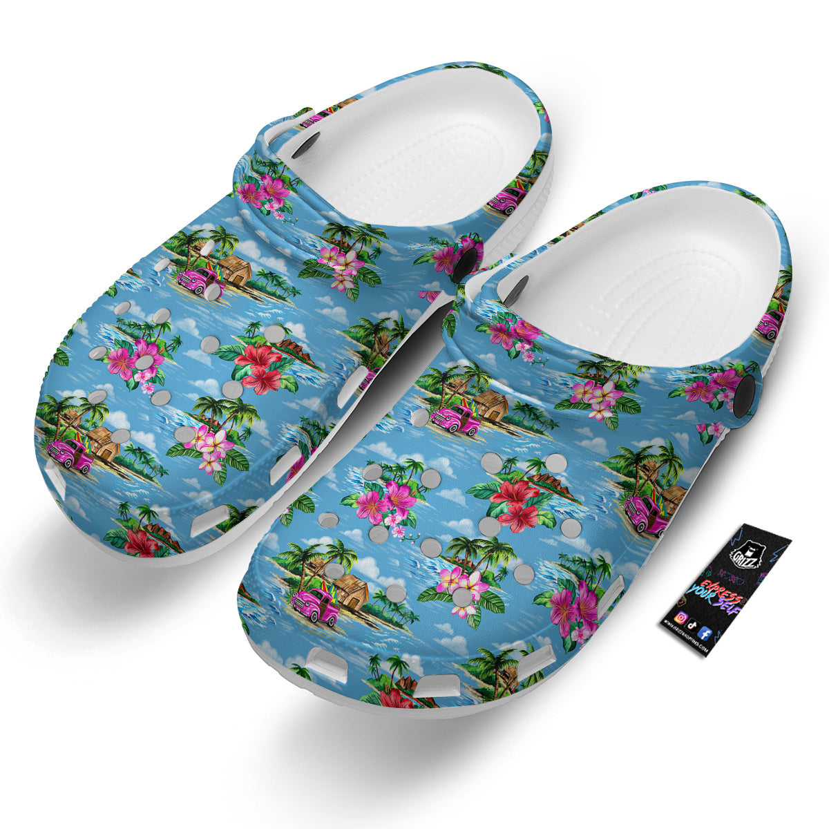 Vintage Hawaiian And Blue Sky Print Pattern Clog-grizzshop