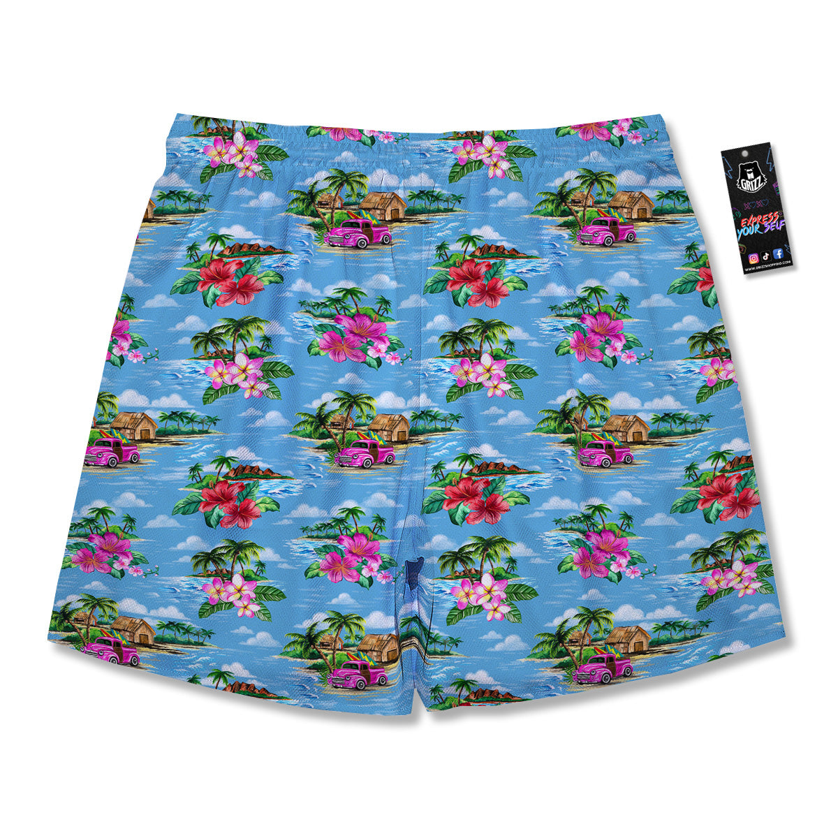 Vintage Hawaiian And Blue Sky Print Pattern Men's Running Shorts-grizzshop