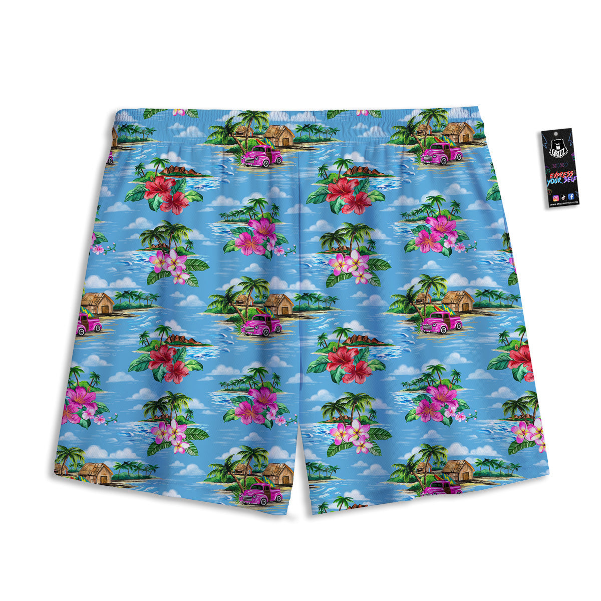 White Green And Navy Argyle Print Mesh Shorts