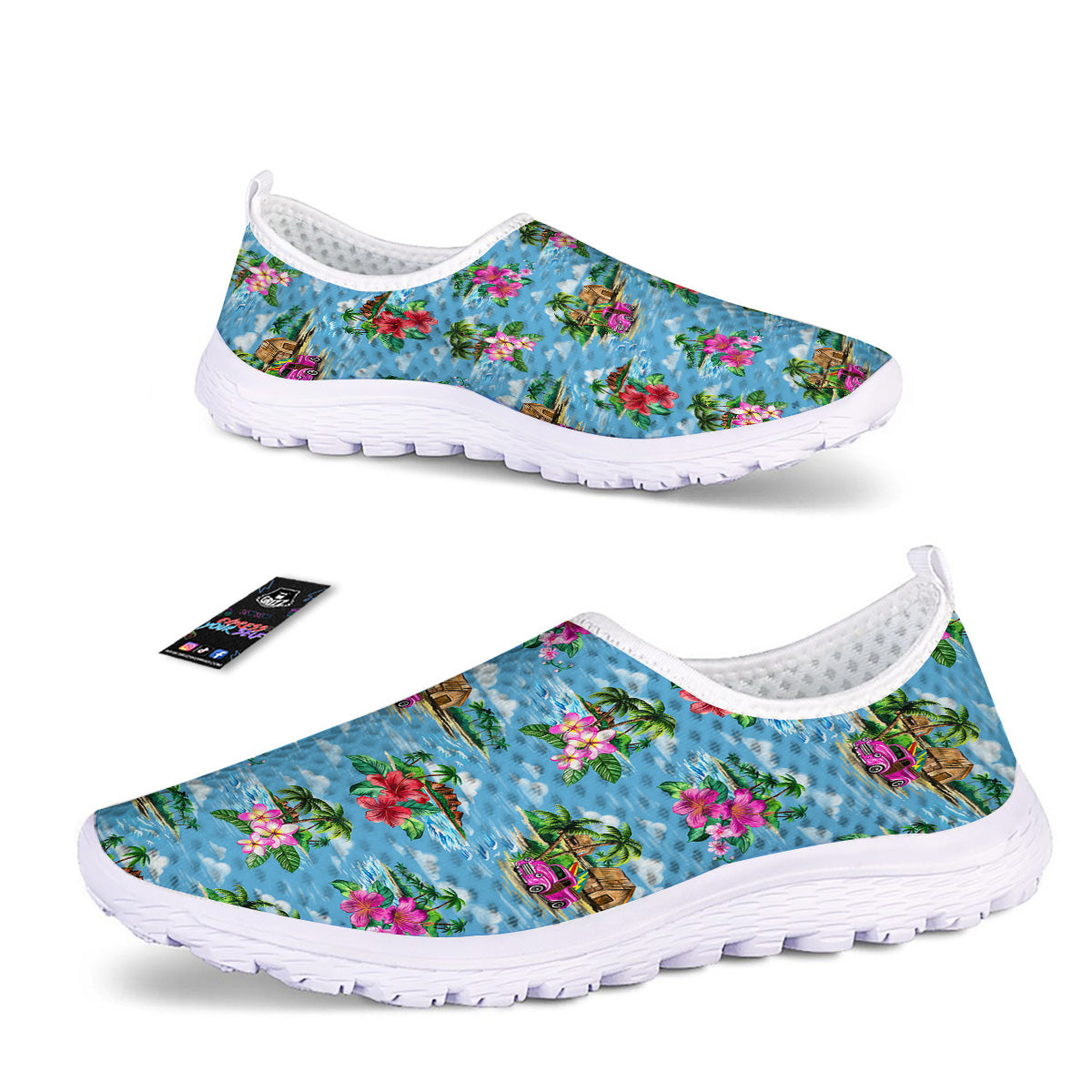 Vintage Hawaiian And Blue Sky Print Pattern Nurse Shoes-grizzshop