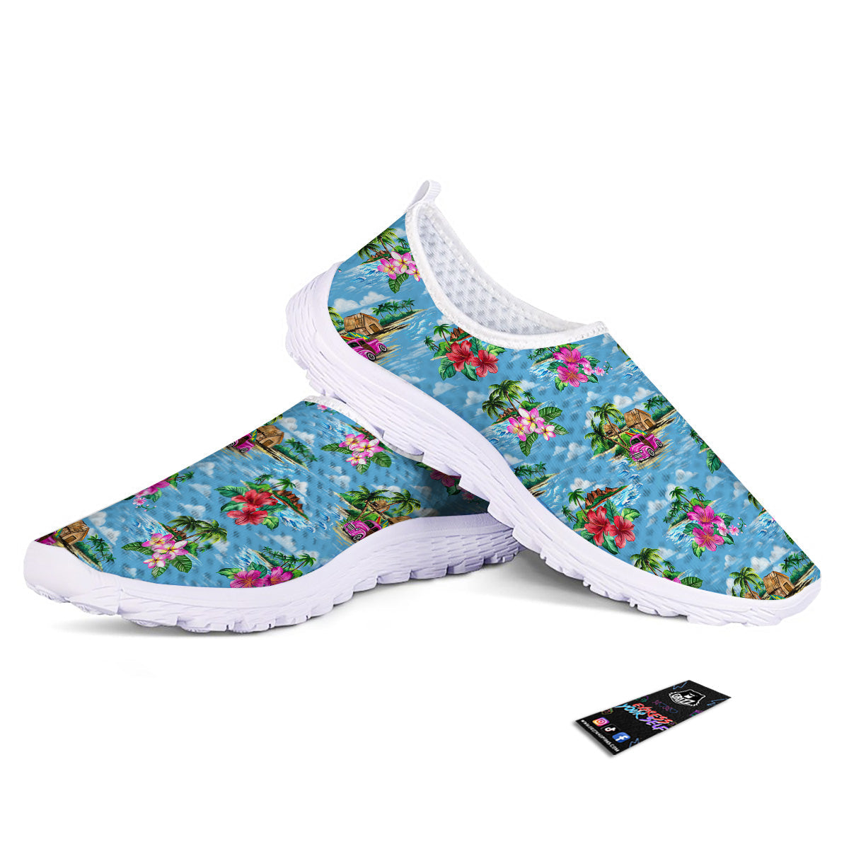 Vintage Hawaiian And Blue Sky Print Pattern Nurse Shoes-grizzshop