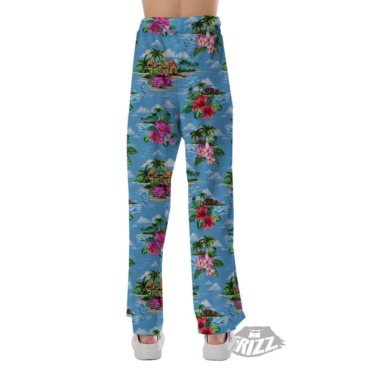 Vintage Hawaiian And Blue Sky Print Pattern Pajama Pants-grizzshop