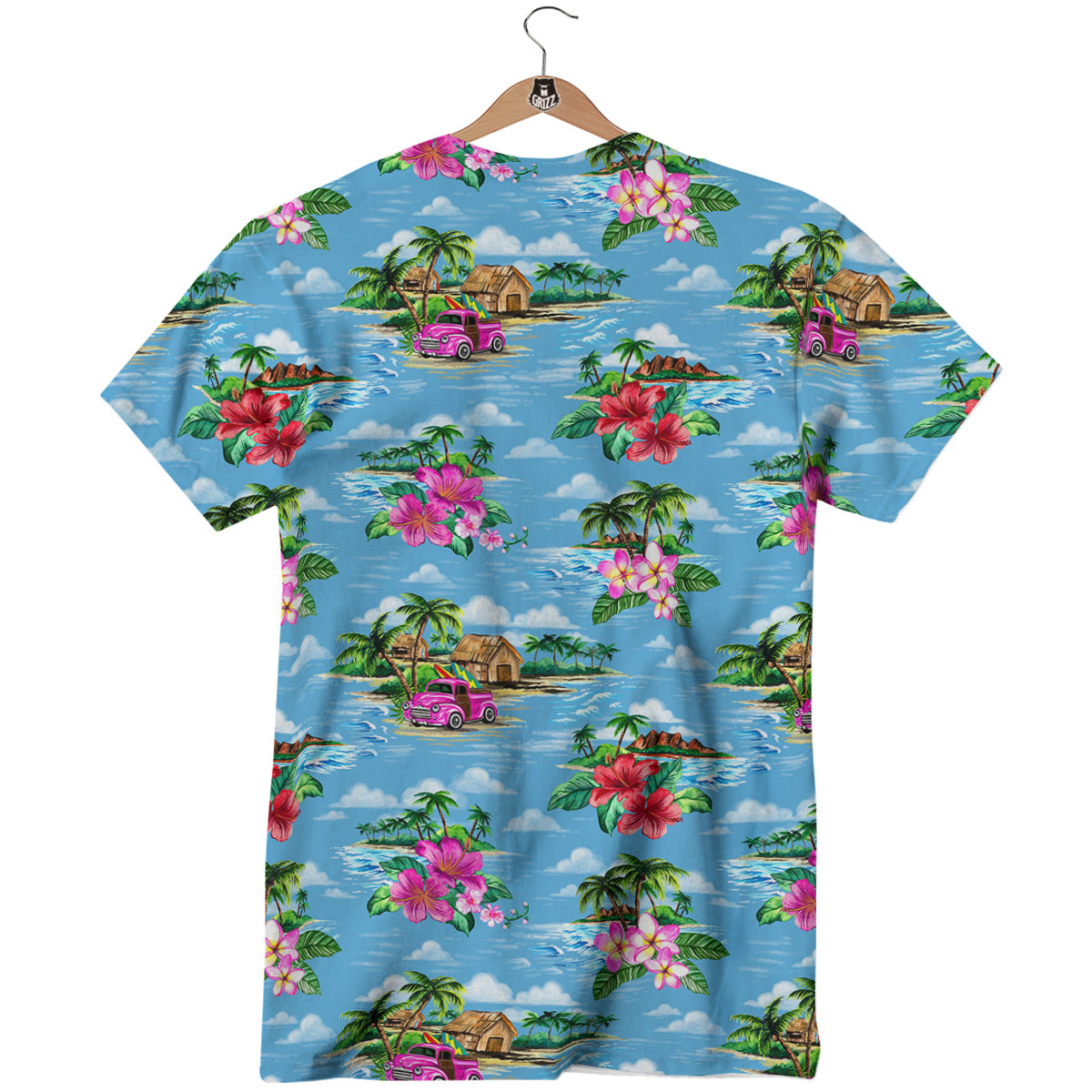 Vintage Hawaiian And Blue Sky Print Pattern T-Shirt-grizzshop