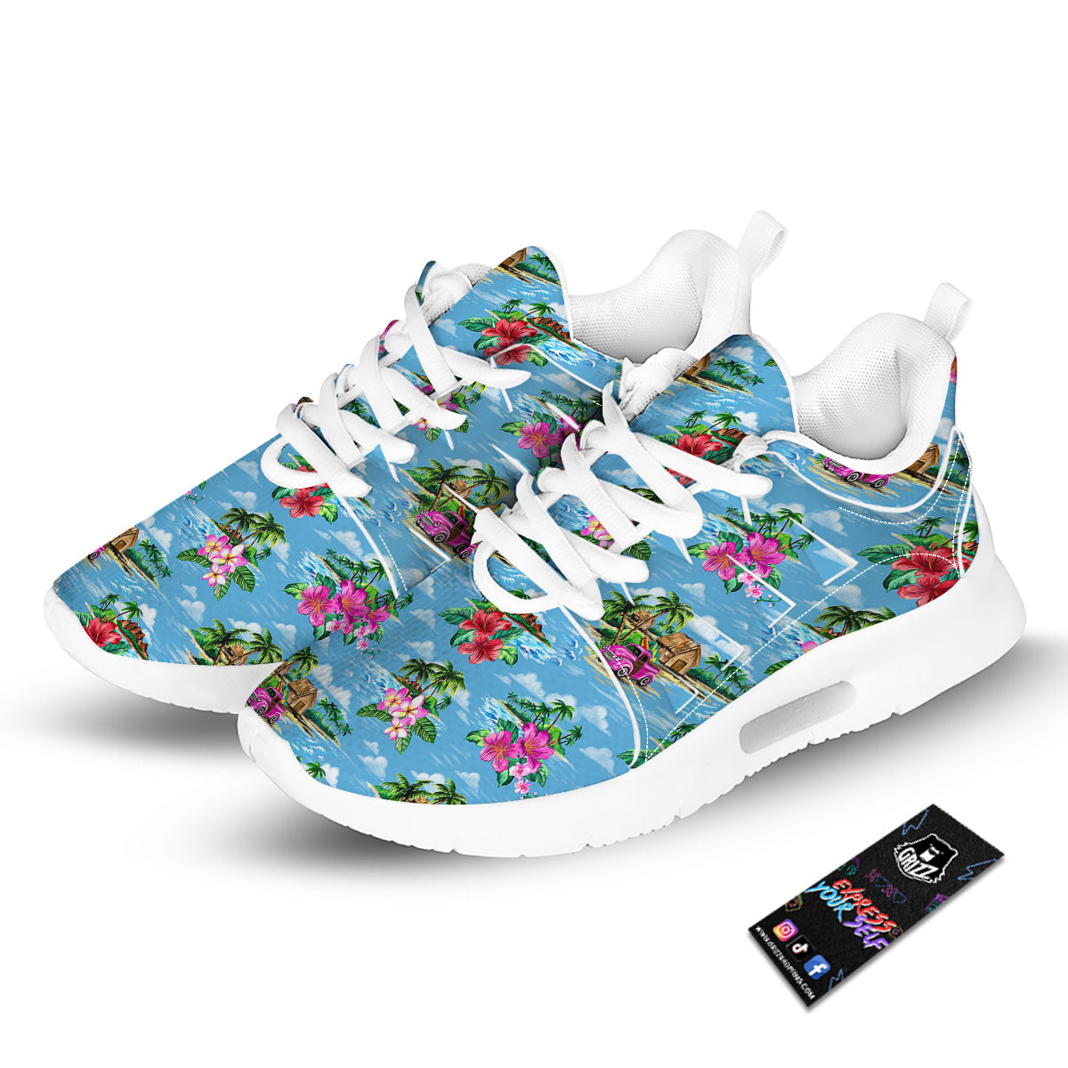Vintage Hawaiian And Blue Sky Print Pattern Tennis Shoes-grizzshop