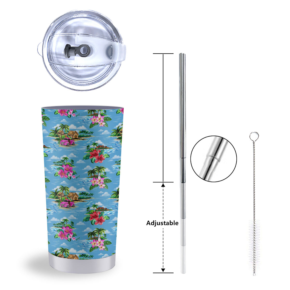 Vintage Hawaiian And Blue Sky Print Pattern Tumbler-grizzshop