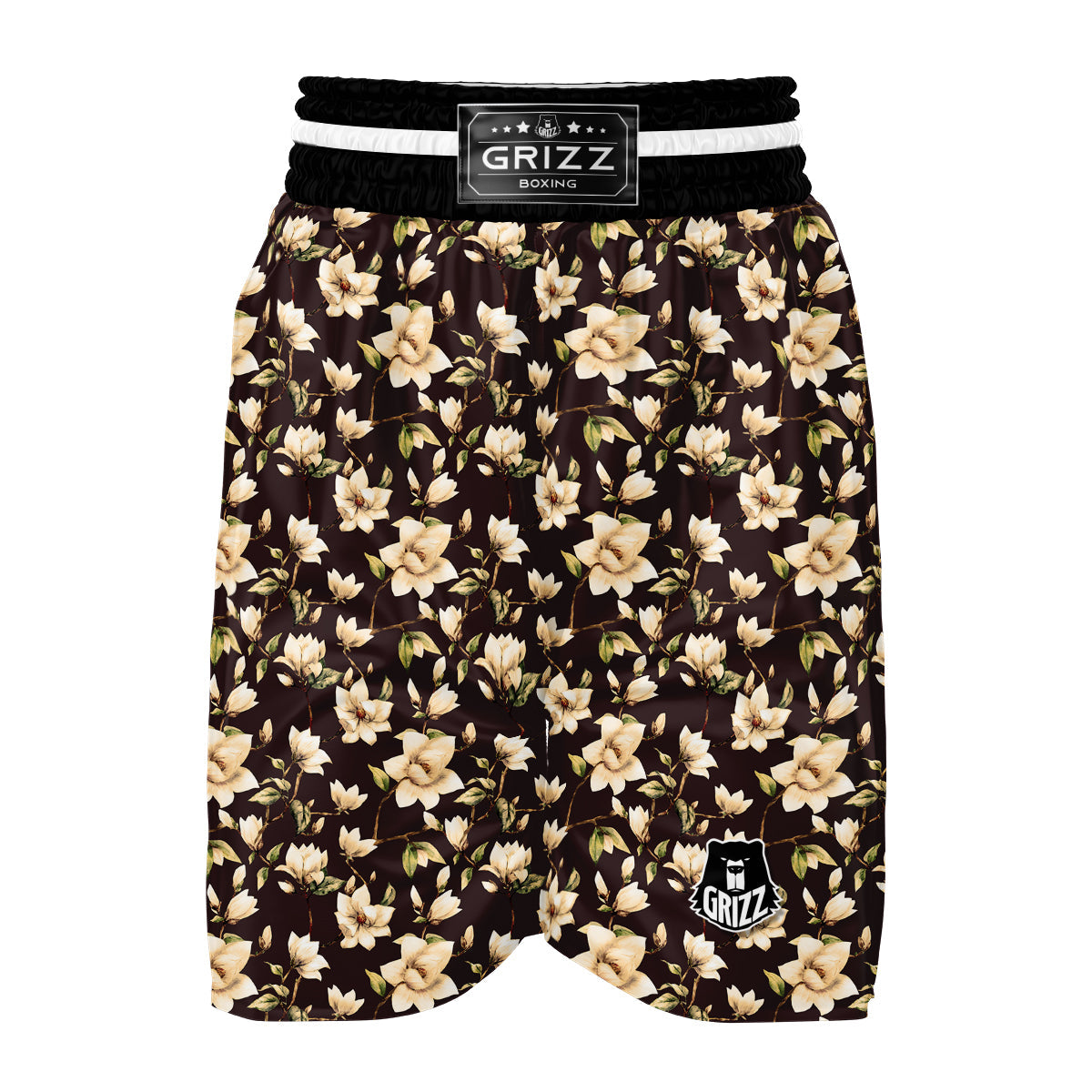 Vintage Magnolia Watercolor Print Pattern Boxing Shorts-grizzshop