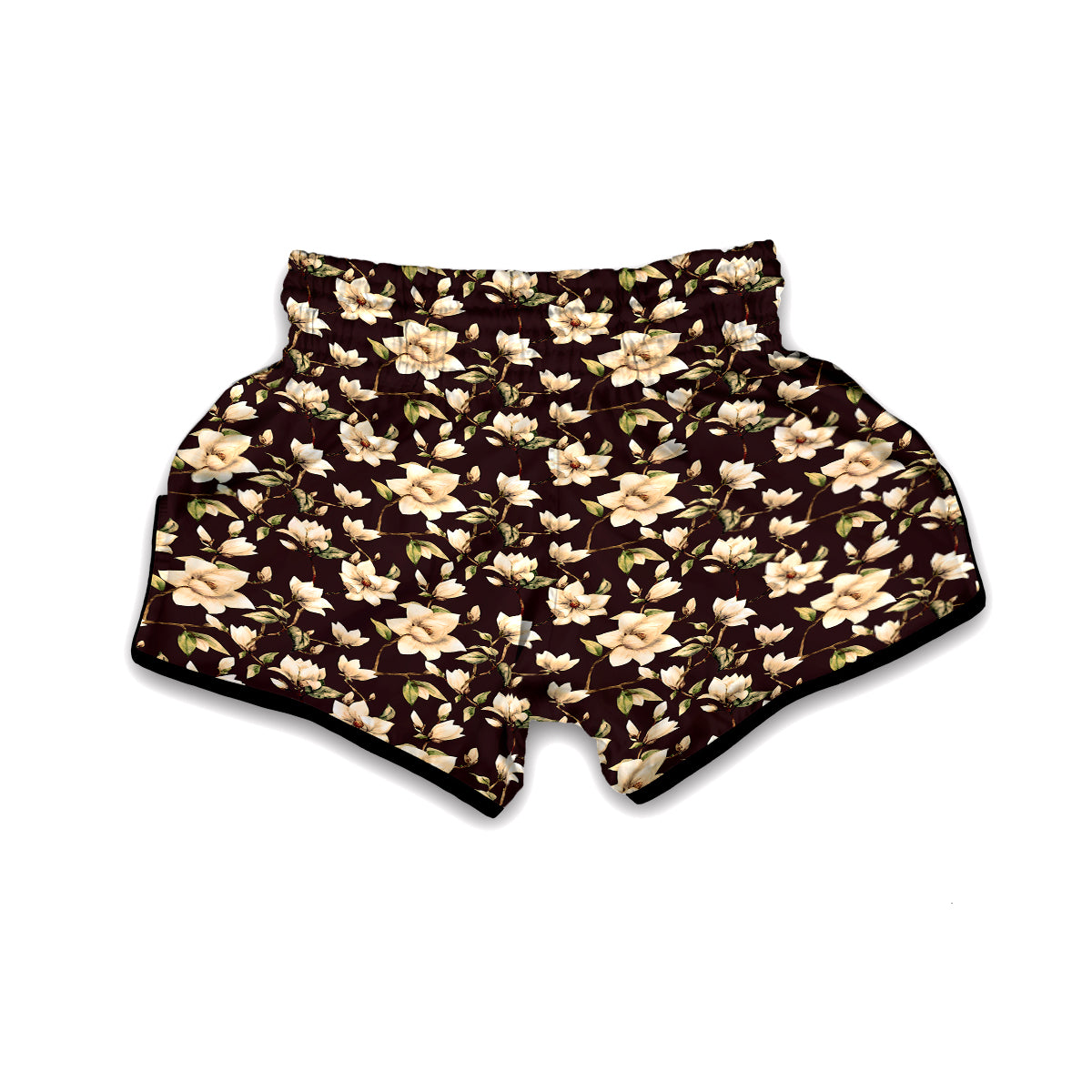 Vintage Magnolia Watercolor Print Pattern Muay Thai Boxing Shorts-grizzshop