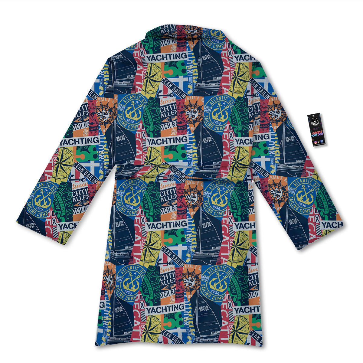 Vintage Nautical Style Colorful Print Pattern Bathrobe-grizzshop