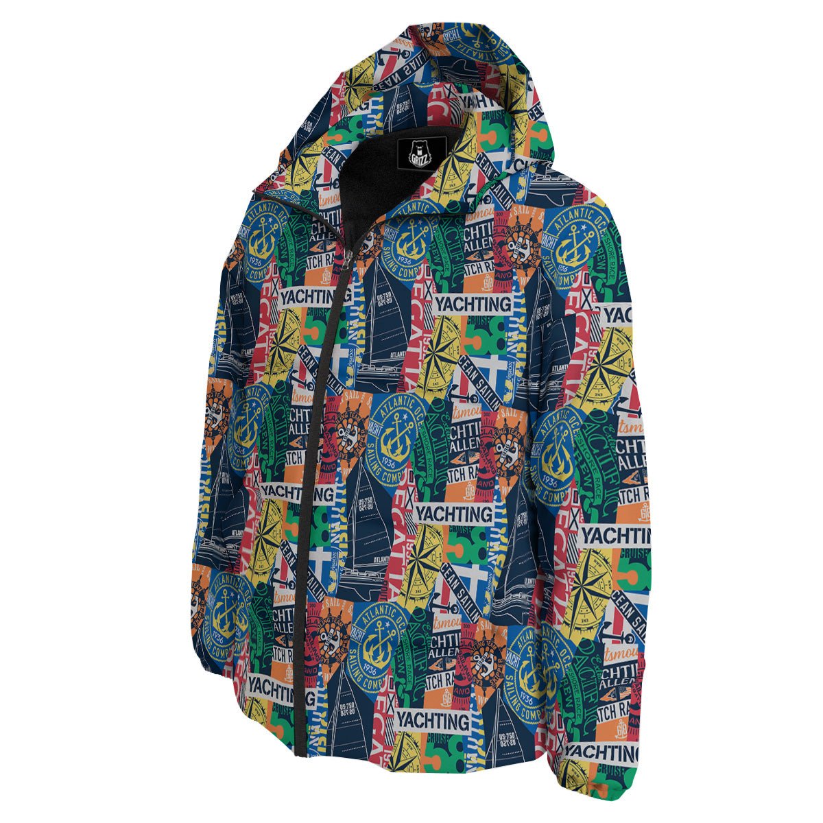 Vintage Nautical Style Colorful Print Pattern Down Jacket-grizzshop