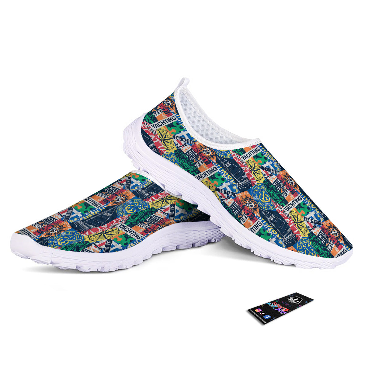 Vintage Nautical Style Colorful Print Pattern Nurse Shoes-grizzshop