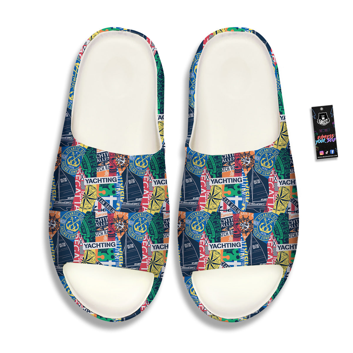Vintage Nautical Style Colorful Print Pattern Sandals-grizzshop