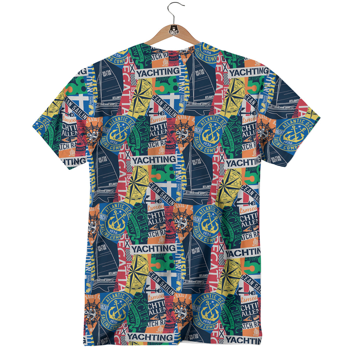 Vintage Nautical Style Colorful Print Pattern T-Shirt-grizzshop