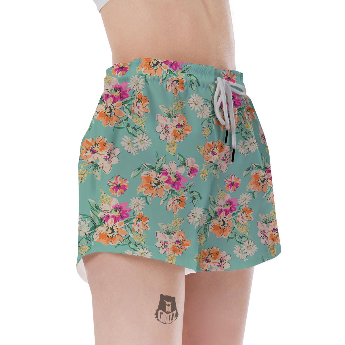Vintage Pastel Floral Print Women's Shorts-grizzshop