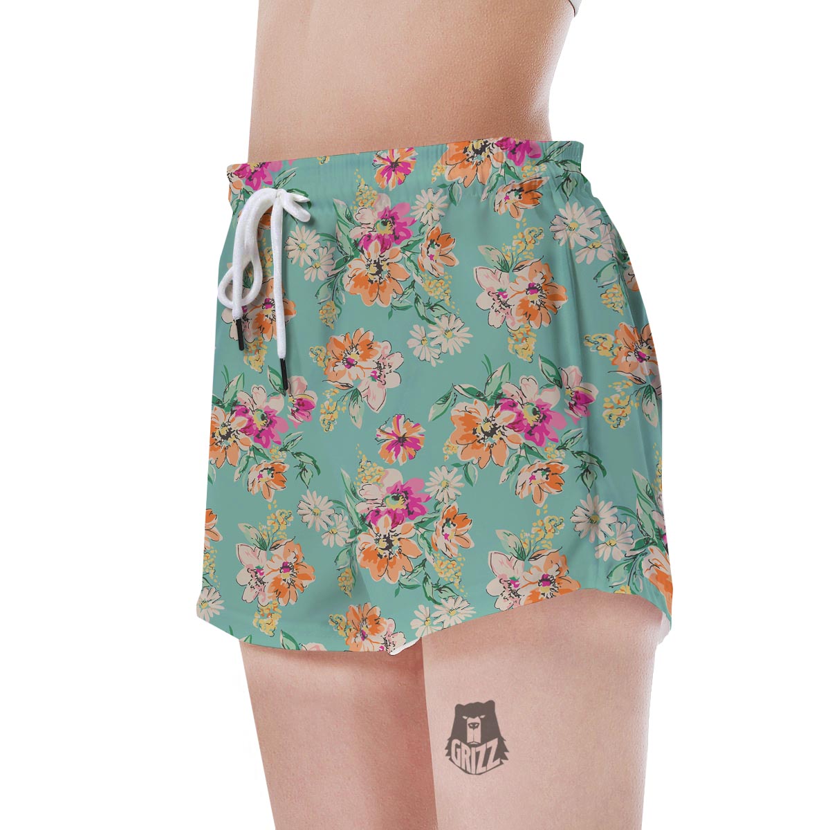 Vintage Pastel Floral Print Women's Shorts-grizzshop