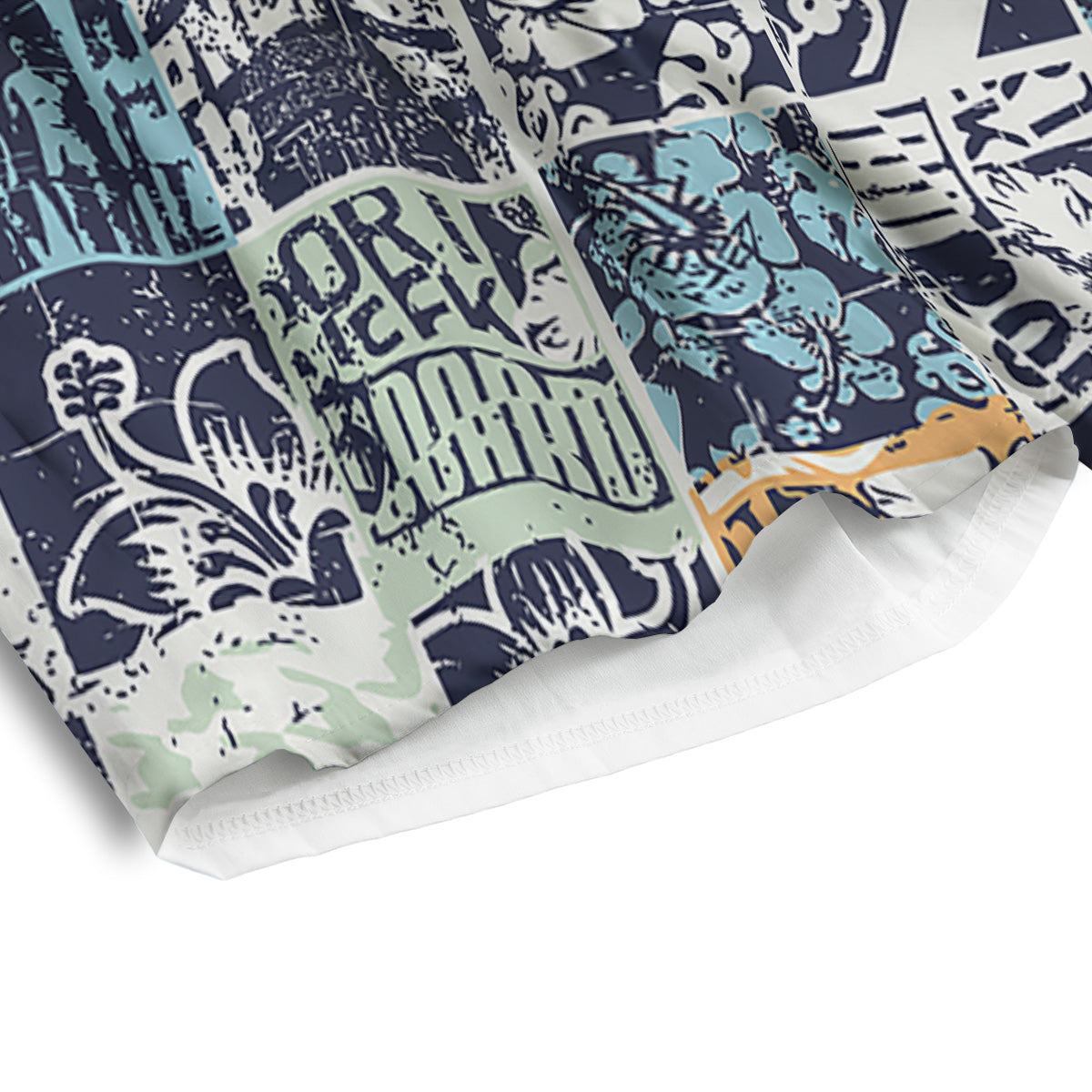 Vintage Patchwork Surfing Print Pattern Men's Athletic Shorts