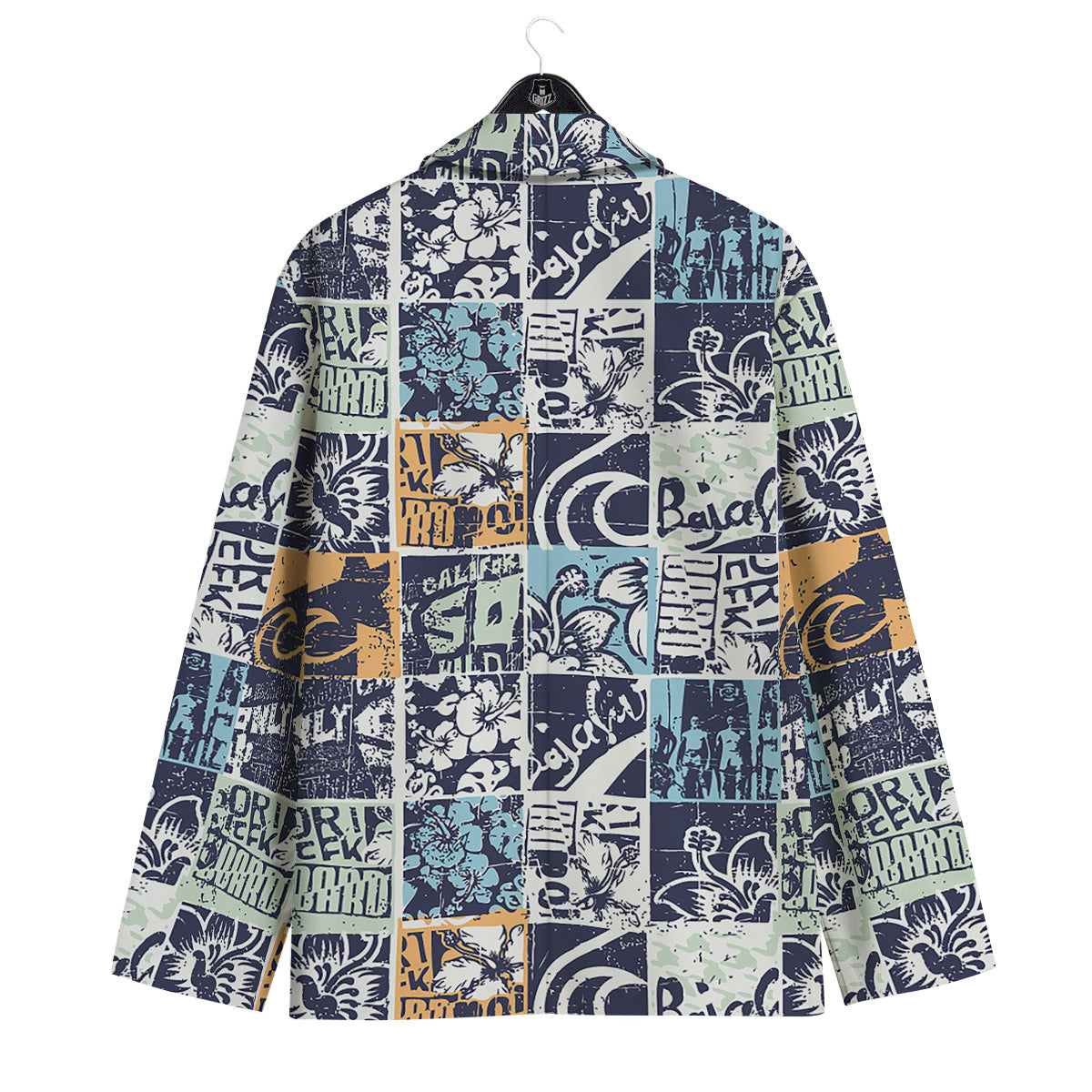 Vintage Patchwork Surfing Print Pattern Men's Sport Coat-grizzshop