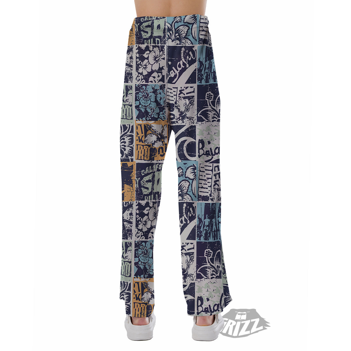 Vintage Patchwork Surfing Print Pattern Pajama Pants-grizzshop