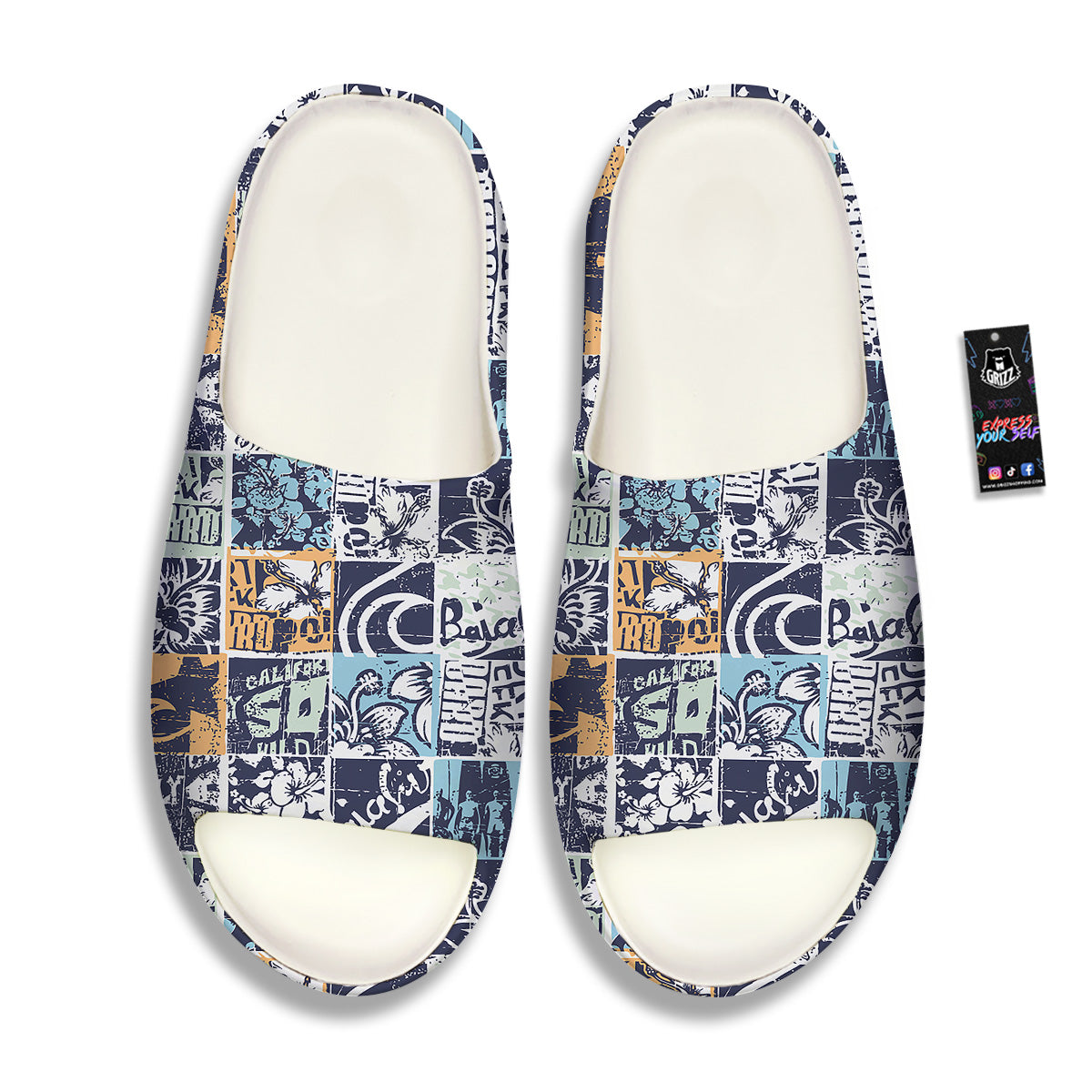 Vintage Patchwork Surfing Print Pattern Sandals-grizzshop