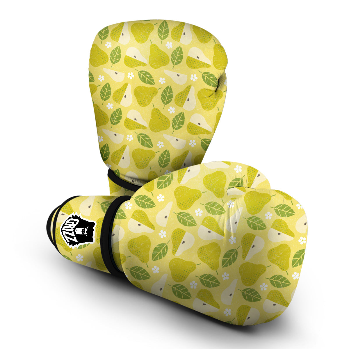 Vintage Pear And Leaf Print Pattern Boxing Gloves-grizzshop