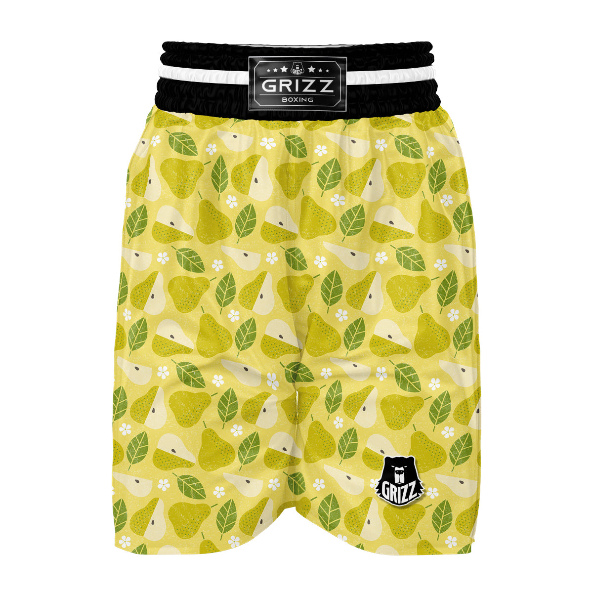 Vintage Pear And Leaf Print Pattern Boxing Shorts-grizzshop
