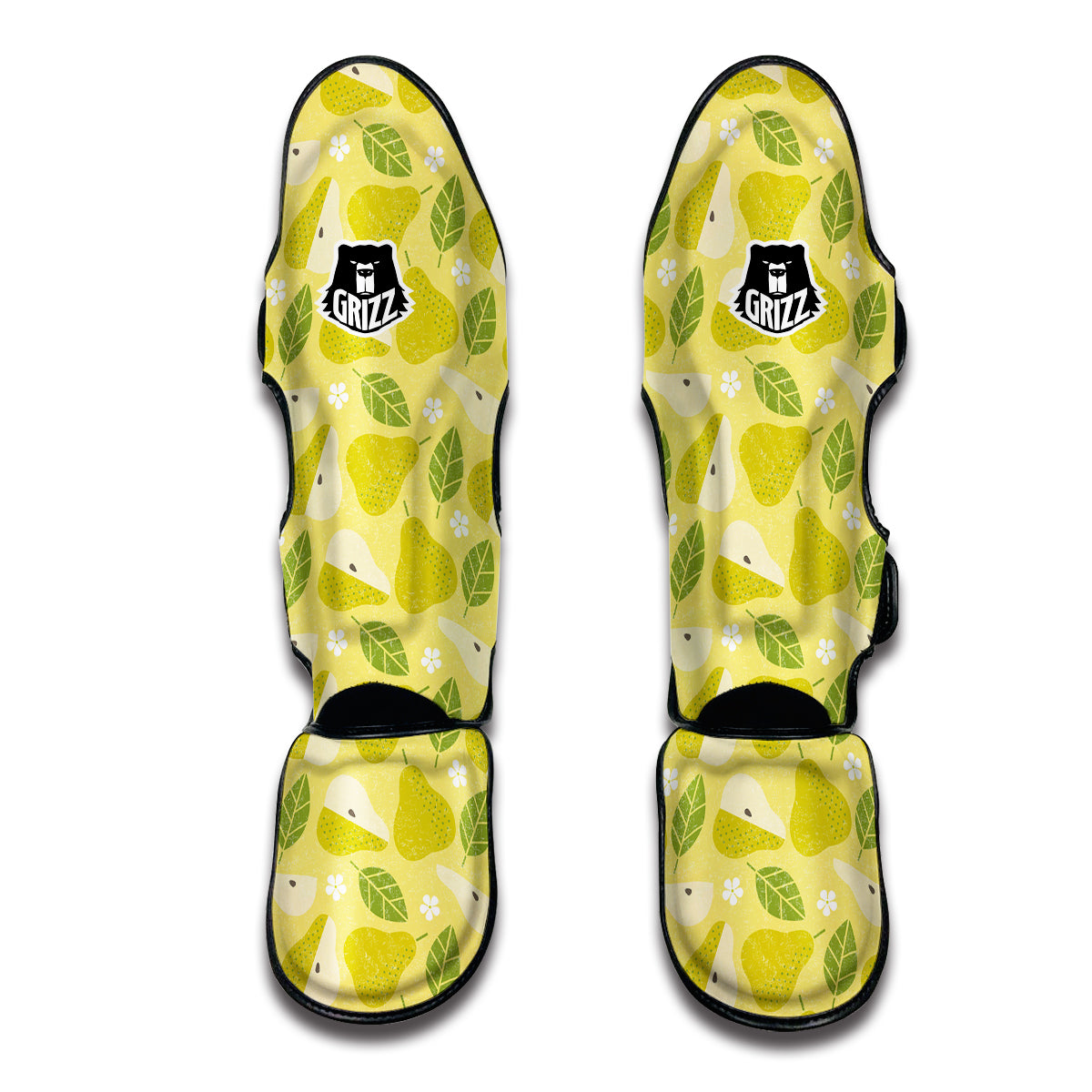 Vintage Pear And Leaf Print Pattern Muay Thai Shin Guards-grizzshop