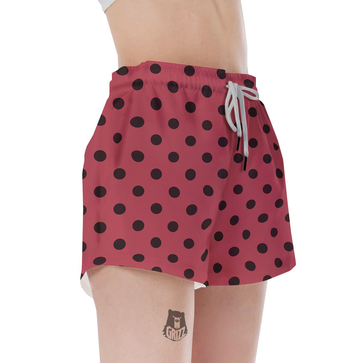 Vintage Pink And Black Polka Dot Women's Shorts-grizzshop
